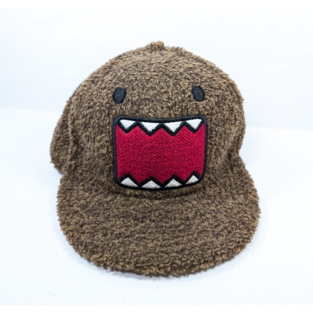 READ‎ Y2K Domo Hat Flocked Fluffy Brown Fur Broken Visor